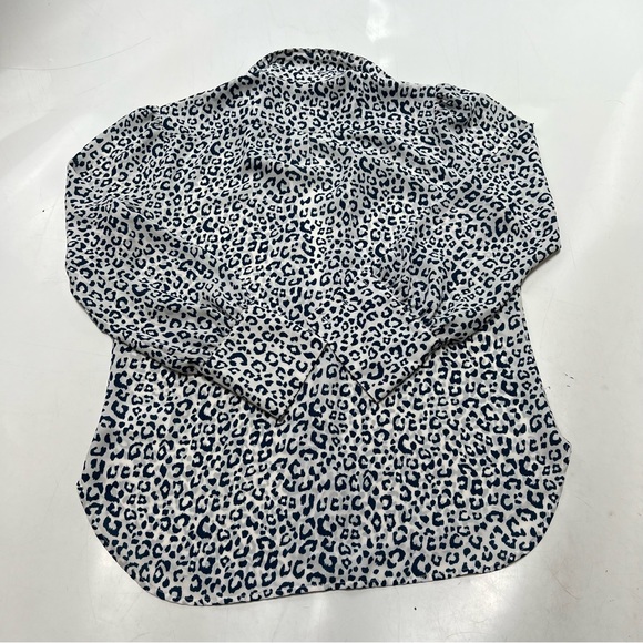 Untuckit women’s leopard print blue white button down shirt us4 L105-33 - Picture 2 of 4